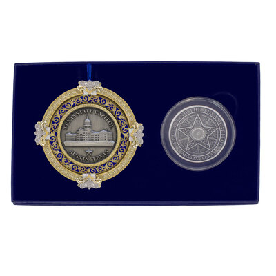 Texas Capitol Ornament and Challenge Coin Set