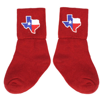Texas Shaped State Flag Infant Socks-Red