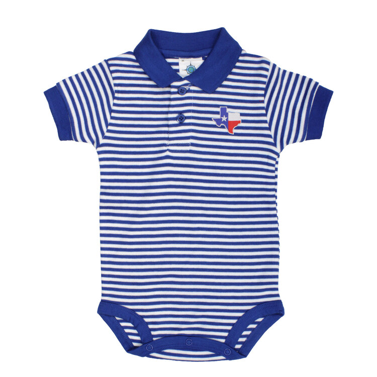 Texas Shaped State Flag Striped Polo Onesie