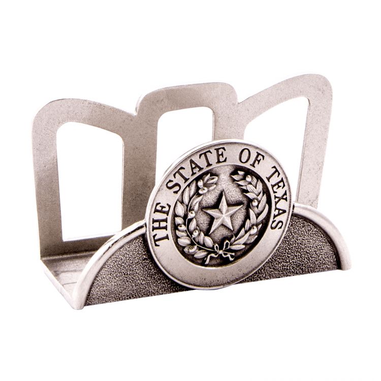 Texas State Seal Pewter Desk Business Card Holder