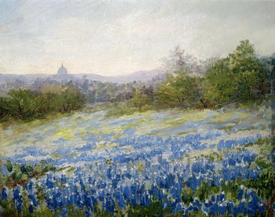 Nannie Zenobia Carver Huddle Bluebonnets and the Capitol, c. 1910