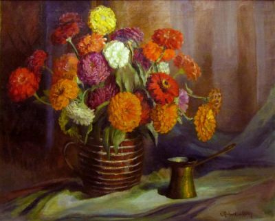 Emma Richardson Cherry Zinnias, 1915