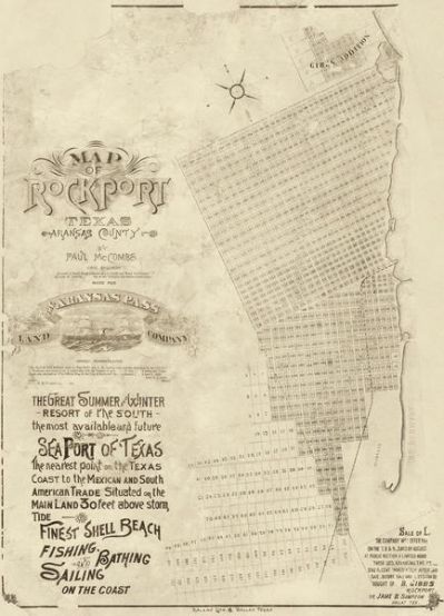 Paul McCombs Map of Rockport Texas, Aransas County 1888