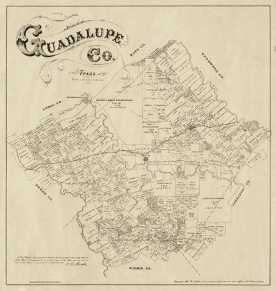 Texas General Land Office Map of Guadalupe County, Texas 1880