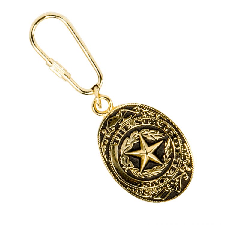 Texas State Seal Gold-Tone Keychain