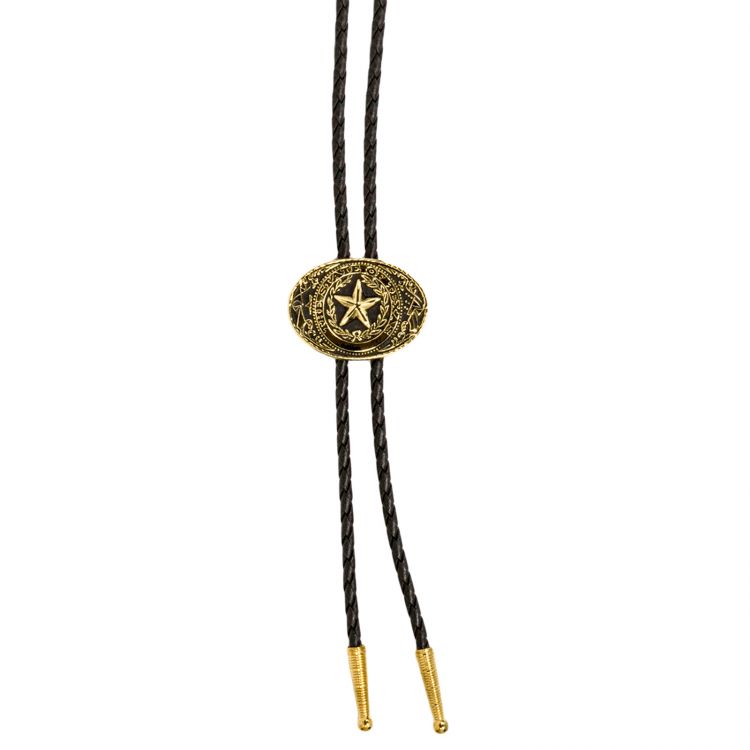 Texas State Seal Gold-Tone and Black Enamel Bolo Tie